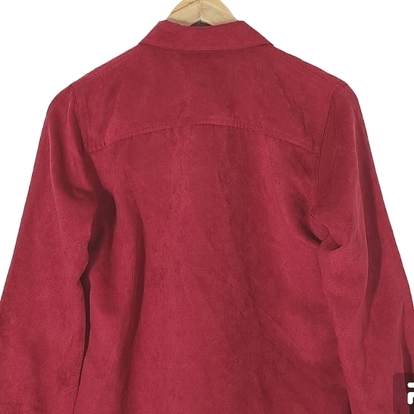 Northern Reflections Red Embroided Suede Button Down Shirt Shacket Size XS - Picture 13 of 16